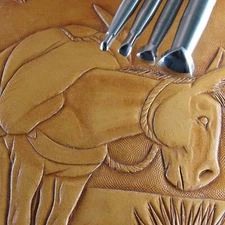 4-Piece Figure Beveler Leather Stamp Set, Stainless Steel Leather Tools