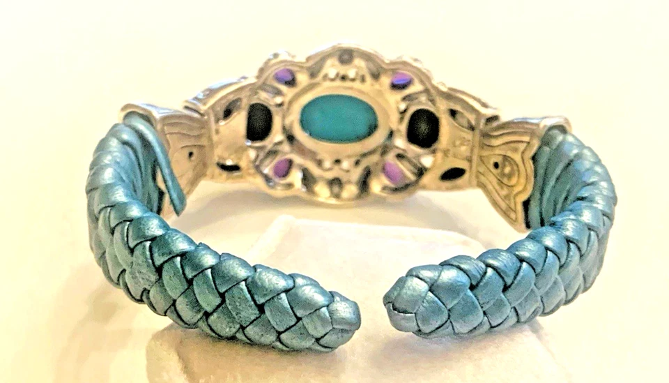 Brazalete Carolyn Pollack Turquesa Abulón Amatista Plata de Ley 925 Foto 4 de 4