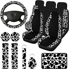 Cow Print Car Seat Covers Full Set For Women Men Rubber Classic Style
