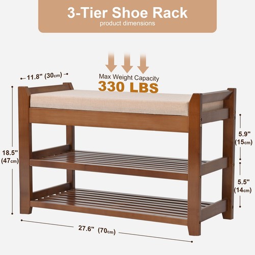 Shoe Rack Bench With Cushion Shoe Rack For Front Door Entrance Shoe Bench With S - Picture 5 of 9
