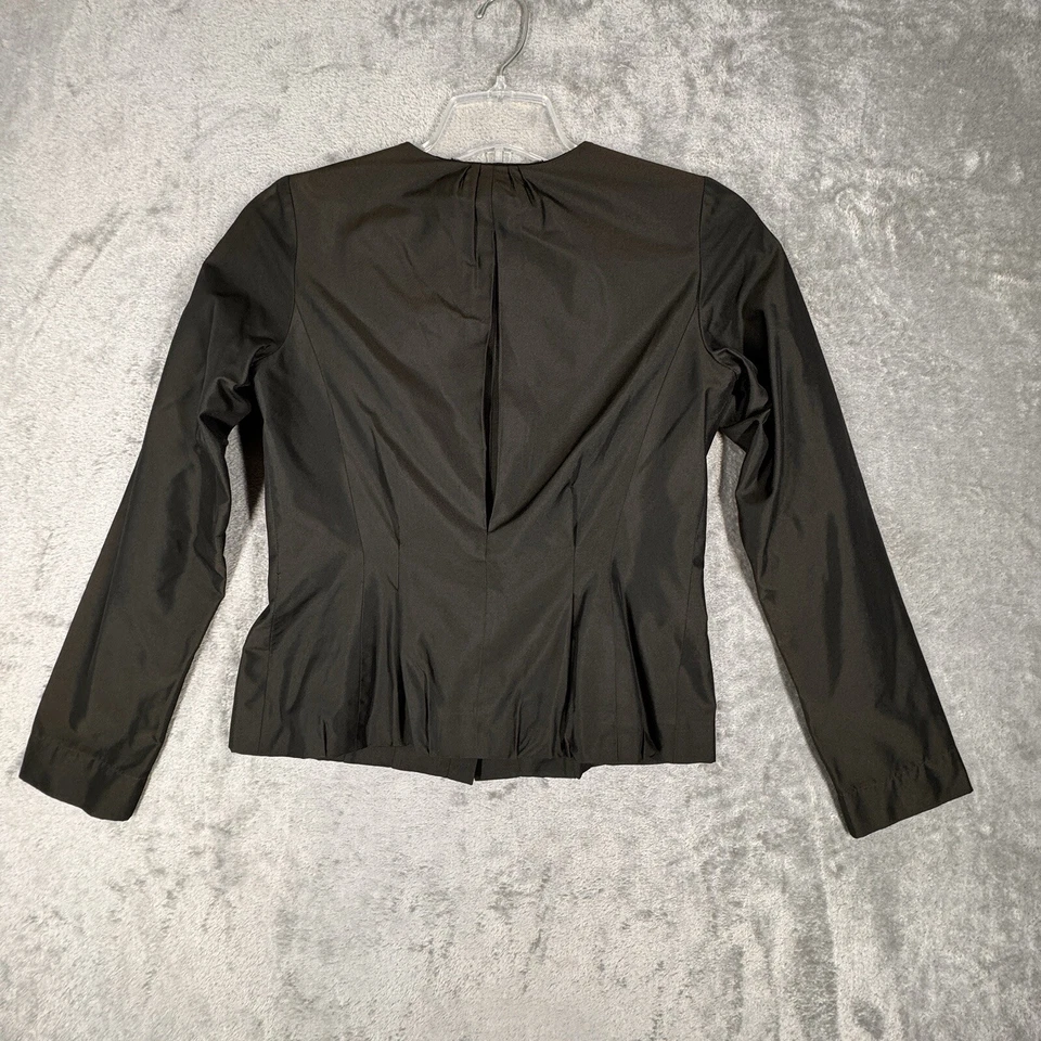 Blazer Lida Baday Mujer 4 Verde Iridiscente Satinado Oficina Pulido Negocios Preppy Foto 3 de 4