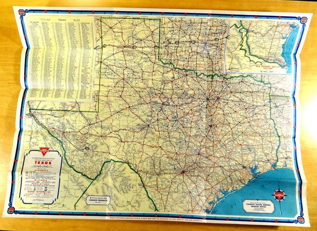Route 66 Trip 4 CONOCO GAS STATION Maps 1936 TEXAS ARIZONA COLORADO ...
