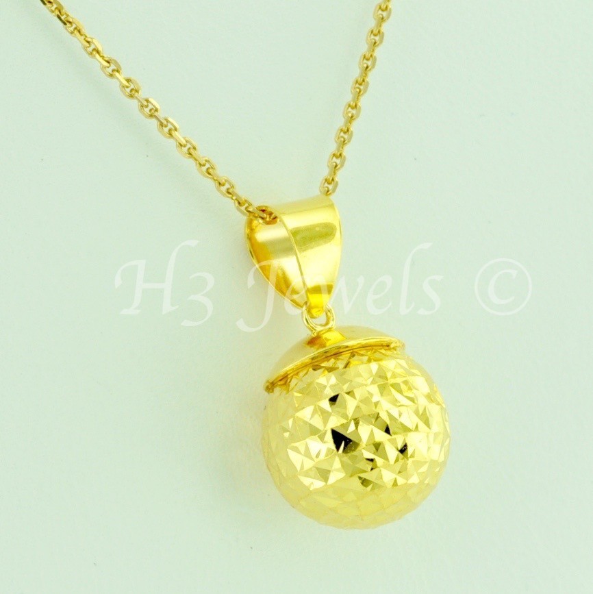 18k Yellow Gold bead Ball pendant Charm 4962 11.96mm h3jewels 2.10 grams eBay