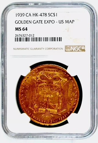 1939 HK-478 SO-CALLED DOLLAR GOLDEN GATE EXPO (E.E. HENSLEY)- US MAP NGC MS 64