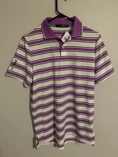 RLX Polo Ralph Lauren Athletic Purple Stripe Golf Polo Shirt - Men's Small - New