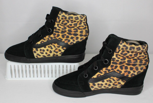 Scarpe Vans SK8 Hi Hi Hi Hi Hidden Wedge Old Skool Donna 10 Uomo 8,5 Nero Leopardato - Foto 6 di 14