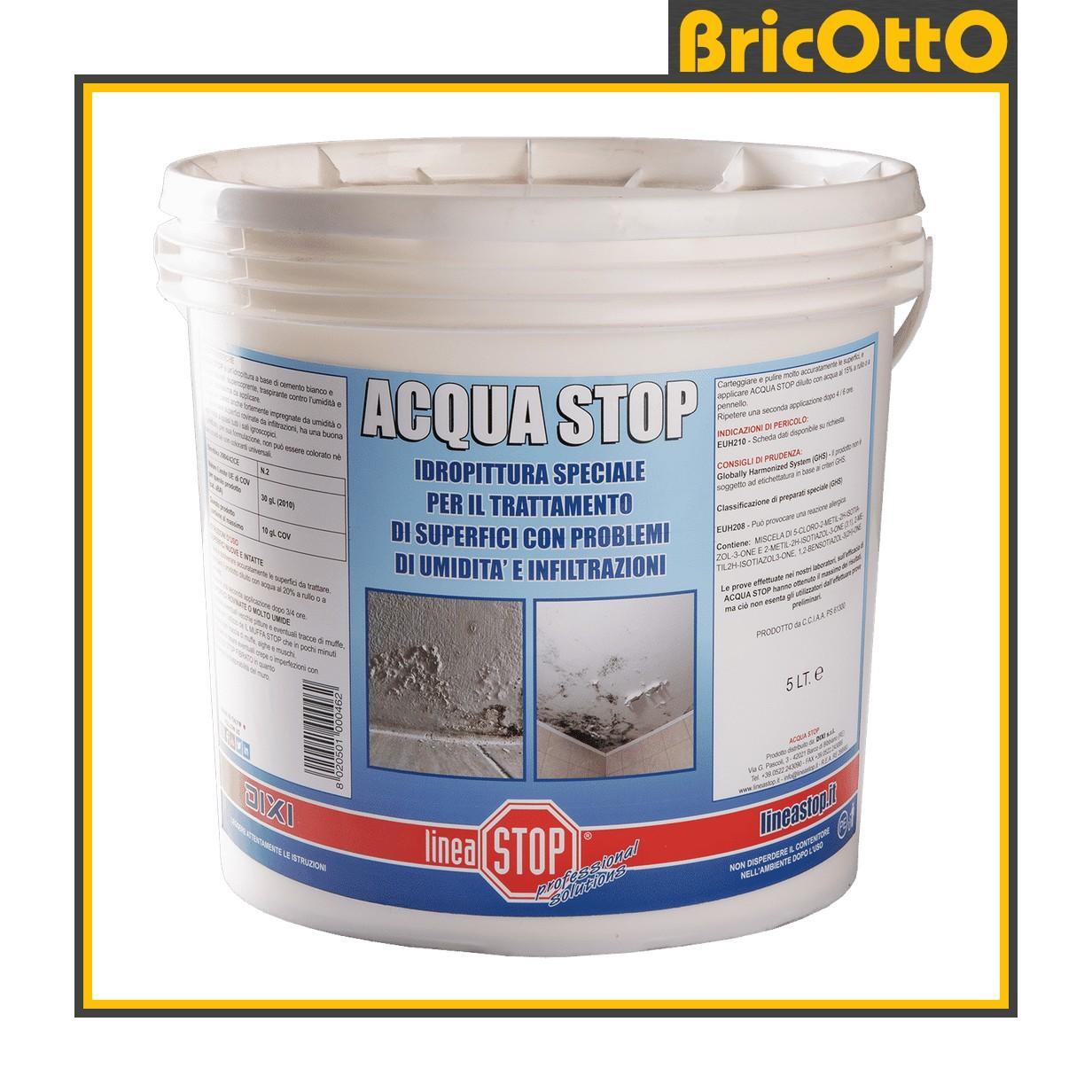 ACQUA STOP IDROPITTURA PER TRATTAMENTO DI UMIDITA' E INFILTRAZIONI 750ML. DIXI