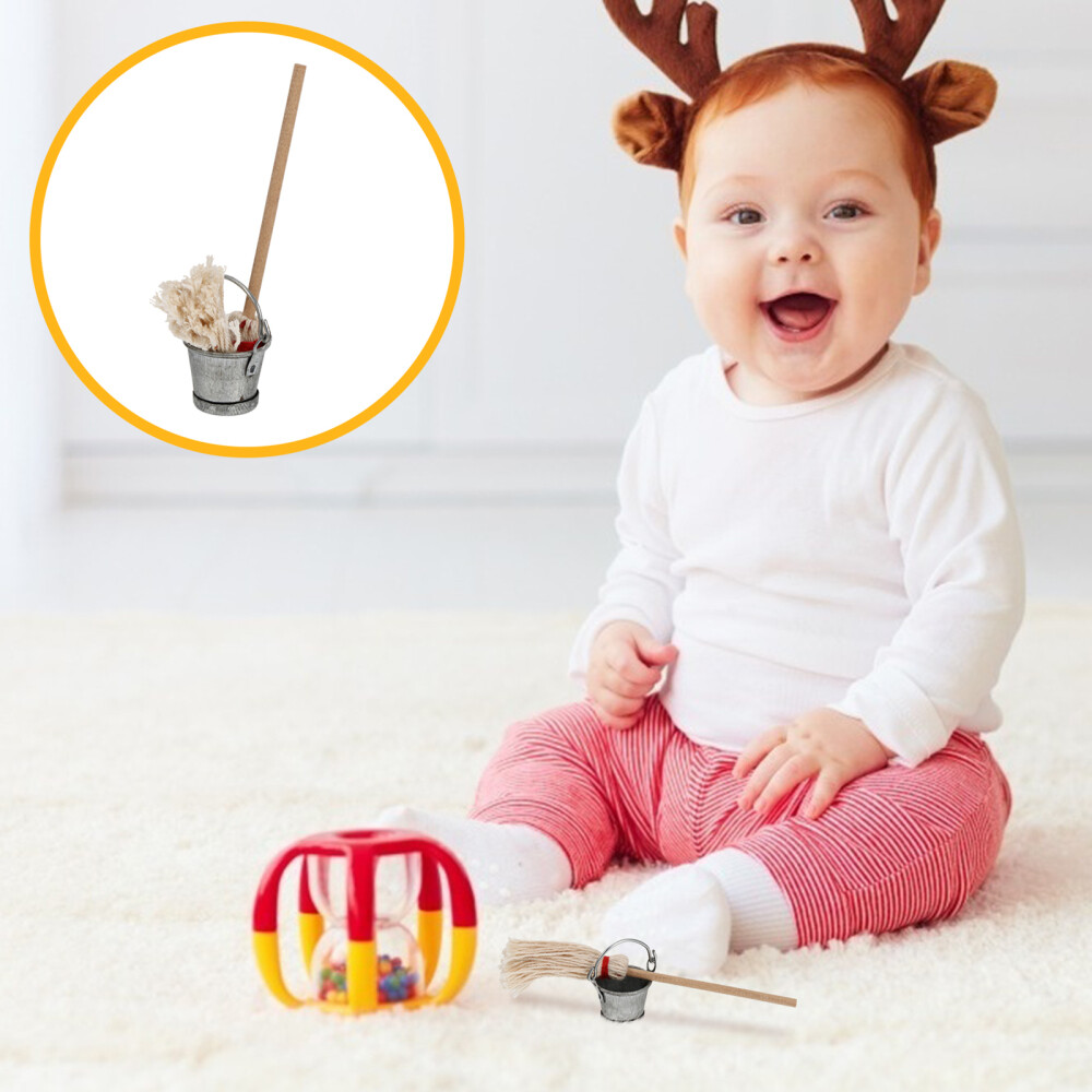 2pcs Miniature Mop Bucket Miniature Bucket Miniature Mop Dustpan eBay