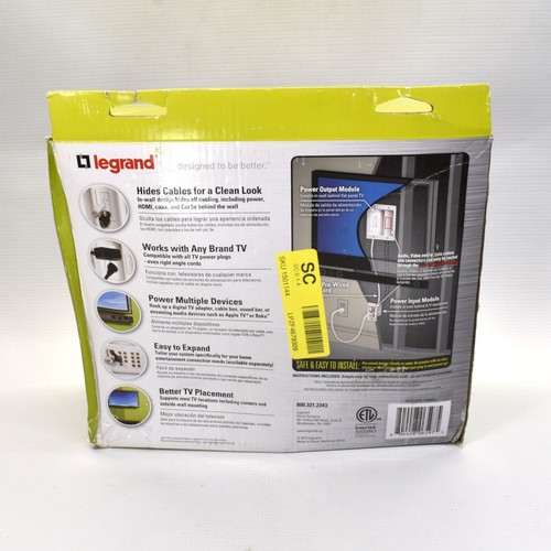 Legrand Behind, Hidden, In-Wall TV Power Kit Complete All parts New Open Box - Picture 5 of 6