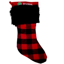 Christmas Stocking Buffalo Plaid 19" Red Black New Winter Wonder Lane