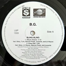 1999 - B.G. - BLING BLING - CASH MONEY OG NM PROMO - LIL WAYNE JUVENILE HOT BOYS