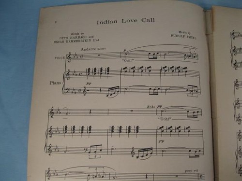 Indian Love Call Sheet Music Vintage 1924 Rudolf Friml Oscar Hammerstein #1 (O) - Picture 3 of 4
