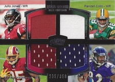 2011 Topps Prime Quad Julio Jones Randall Cobb Hankerson Torrey Smith Jersey/350