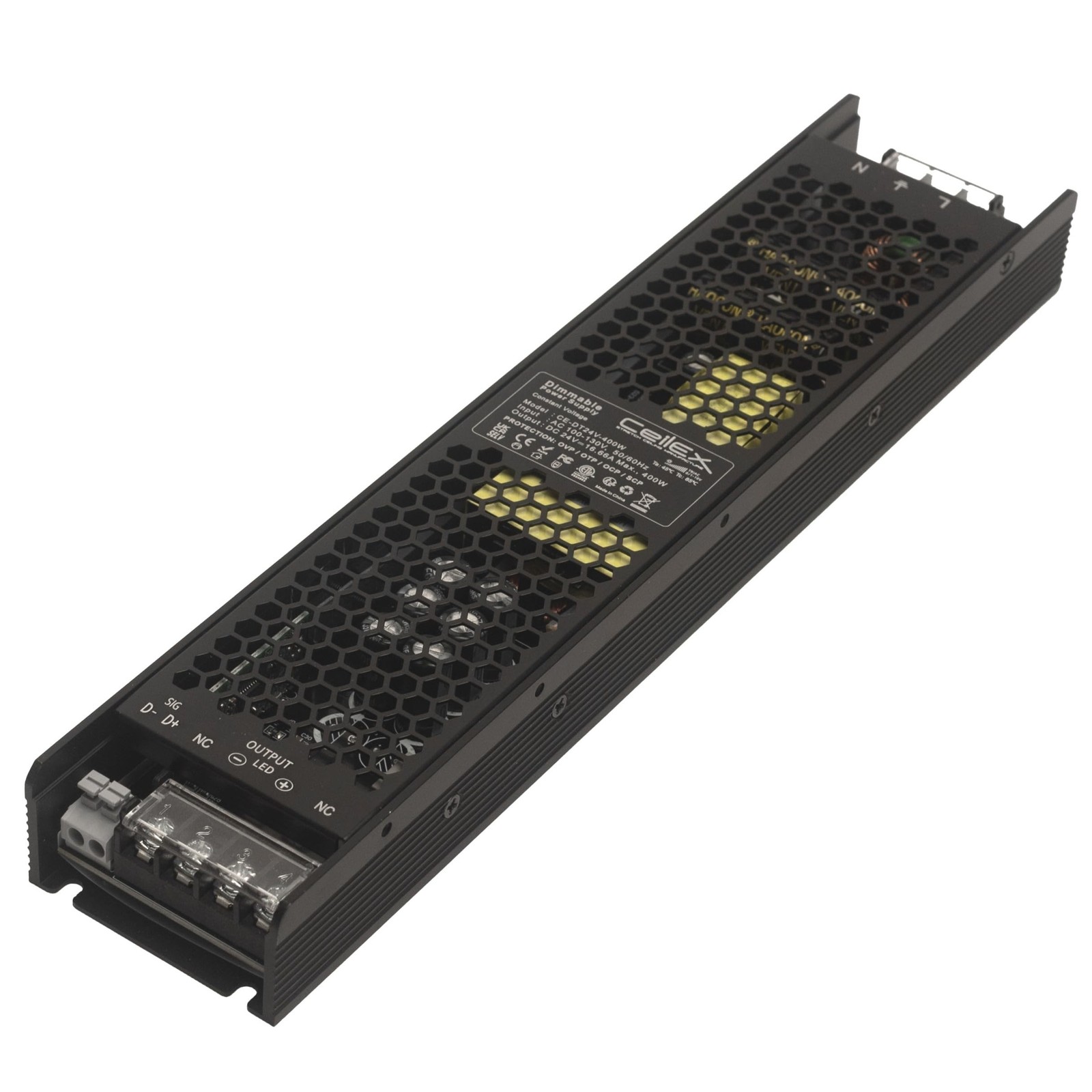 Triac Dimmable LED Driver 24V 400W IP20 ETL Listed, 5-in-1 Dimming Triac/ELV/...