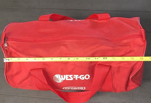 A6 VTG WEST-GO CONOCO RED CANVAS DUFFLE GYM BAG PETROLEUM OIL GAS COMPANY PROMO - Picture 7 of 21