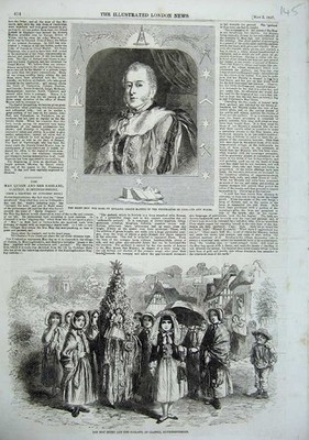 Old Antique Print May Queen Garland Glatton Huntingdonshire Earl Zetland