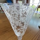 Vintage Set of 5 Clear Etched Floral Stemmed Champagne 8 in 4 oz Glasses — photo 3