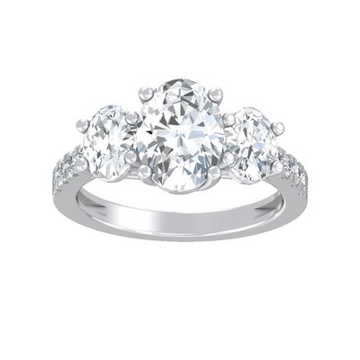 2Ct Lab Grown Diamond Three-stone Ring Size 7 10K White Gold for Women