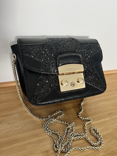 Furla Metropolis Glitter Crossbody Bag Black - Picture 2 of 9