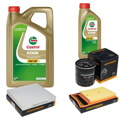 Inspektionspaket Castrol EDGE Titanium 5W-30 LL 6L für VW Polo 1.4 TDI Skoda