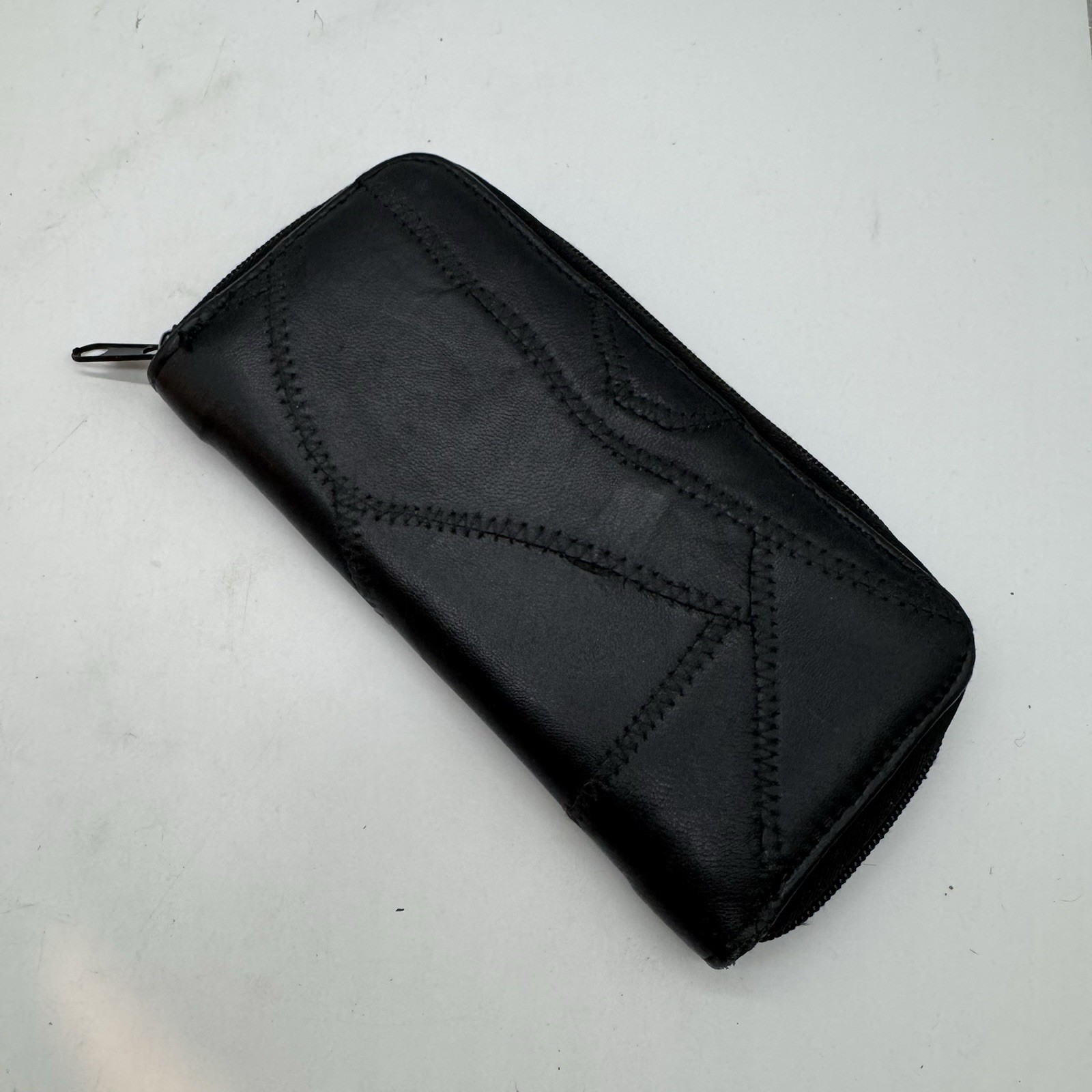 Black Patchwork Soft Leather Zip Around Wallet Cr… - image 4