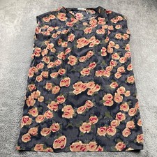 Kimchi Blue Silk Floral Shirt Dress Urban Outfitters Womens Medium Gray Orange