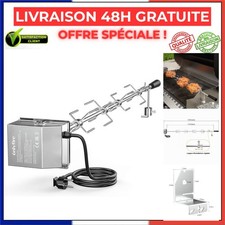 onlyfire Tournebroche Électrique Universel 120 cm pour Barbecue à Gaz