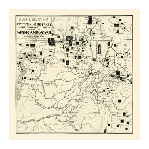 Old Map of Spokane Mining Districts, WA 1909 - Vintage Spoka - Picture 6 of 29