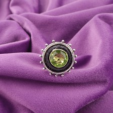 Peridot Gemstone 925 Silver Anniversary Bezel Band Daughter Ring Size All Size