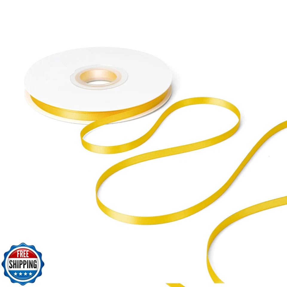 Laferri Maize Satin Ribbon,1/4" X 50 Yards,Double Faced Thin Fabric Ribbon Us - Image 3 of 4