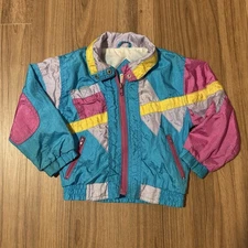 Lightning Bug Vintage Kids Windbreaker Jacket Colorful, Zip, 80s/90s Retro 2T/3T