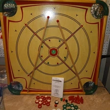 Vintage Wooden Carrom Board Inch Strike and Pocket Game Incomplete 