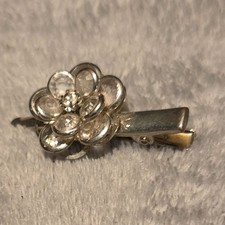 Silver Flower Rhinestone Metal Hair Clip for Women