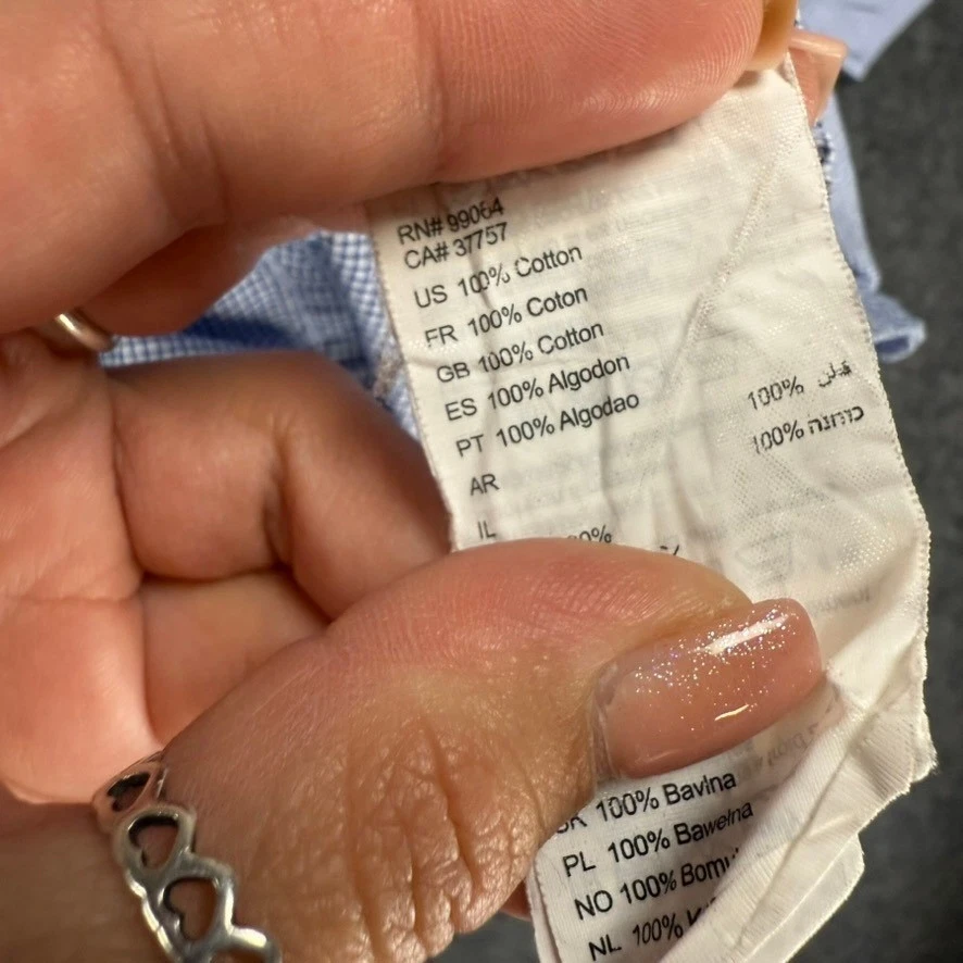 Camisa RVCA para niños manga corta con botones azul a cuadros talla grande calce ajustado Foto 2 de 4