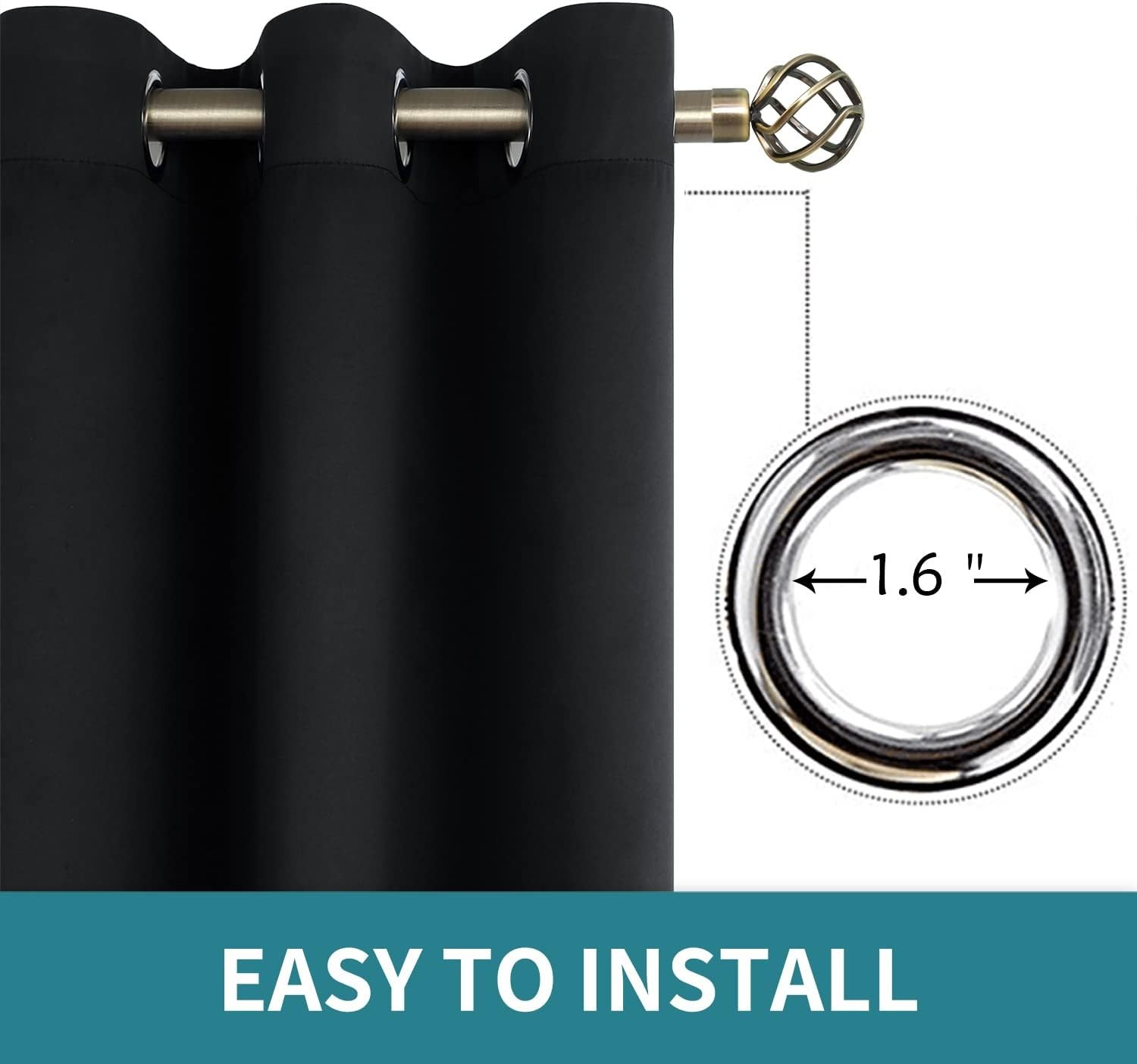 Elegant Blackout Curtains - Grommet Thermal Insulated Drapes, Set of 2, 54"x38"