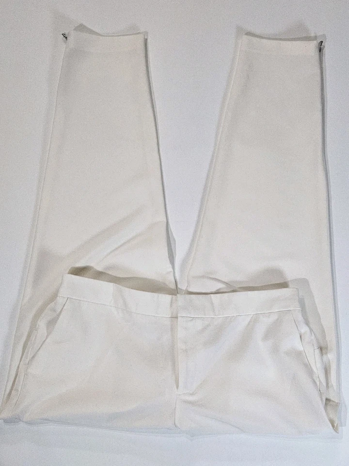 Pantalones para mujer Calvin Klein talla 10 color crema cremallera al tobillo pantalones plisados informales Foto 3 de 4