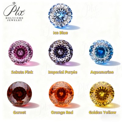 Round Moissanite Loose Stones 100 Facets Cut Multicolor Gems for Jewelry Making