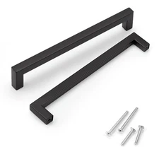 6 Pack Matte Black Kitchen Cabinet Door Handles 7-9/16 inch - T Bar Square Ki...