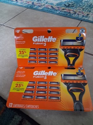 (Lot Of 2) Gillette Fusion 5 Razor Blades   (Two 12 Packs = 24 Cartridges)   