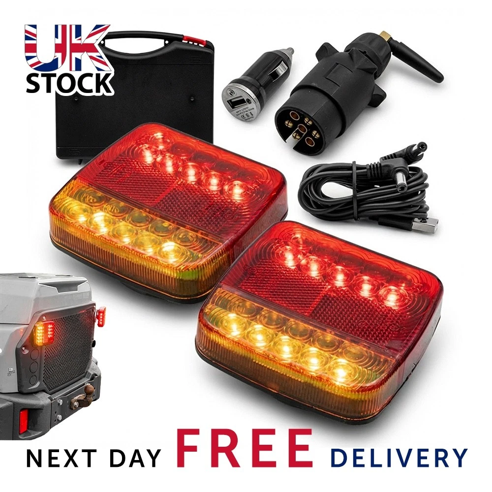 Wireless Magnetic Trailer Lights LED Rear Light Set 12V Towing Kit NEW! UK STOCK