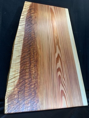 Figured Sugi Wood Slab - Rare Japanese Cedar,Udukuri Raised Grain, Poppy Oil Wax