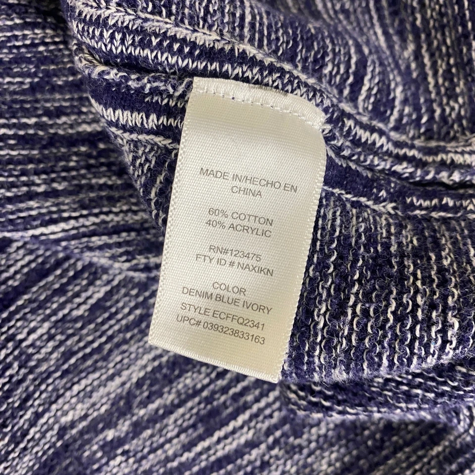 Ellen Tracy 毛衣上衣女式 XL 码蓝色象牙色针织套衫棉混纺 — 第 4/4 张图片