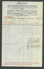 1909 Invoice Stieff Company Silversmiths Sterling Silverware Baltimore MD