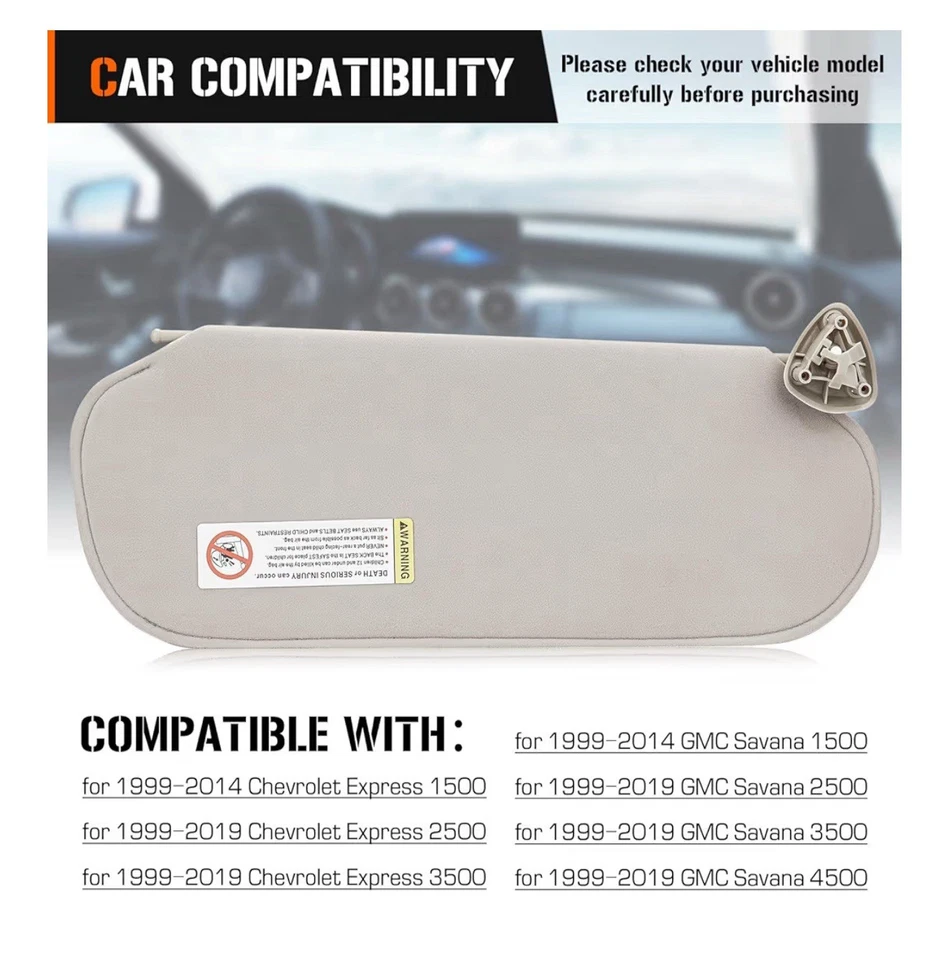 Parasol izquierdo y derecho para Chevy Express 1999-2014 y GMC Savana 1500 Foto 2 de 4