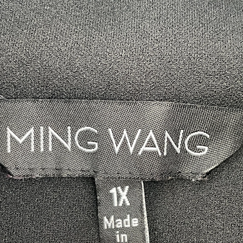 Ming Wang Womens Plus 1X Black Button Up Jacket Mock Neck Lagenlook - Image 4 of 4