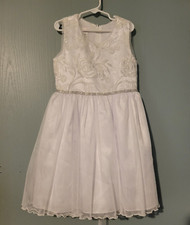 Bonnie Jean -White Dress Fancy Wedding Party Formal Embroidered Size 8 NWT
