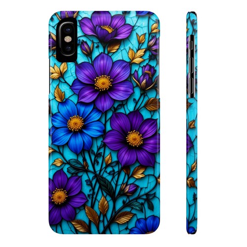 Lila Blau Buntglas Blume Hülle Slim iPhone 16 15 14 13 12 11 Pro Plus Max - Bild 75 von 80