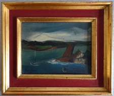 Jean Jacques Philippon (1920) huile  à décor de paysage marin signée et datée