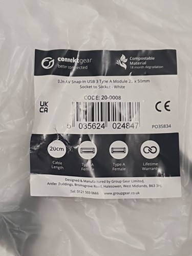 Group Gear 0.2m AV Snap-In USB 3 Type A M :: 20-0008 - Afbeelding 2 van 14