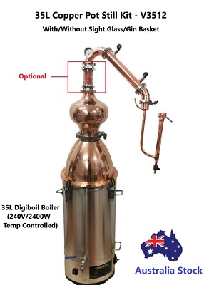 StillMate 35L Copper Pot still Kit V3512 with Copper dome/helmet whisky Making